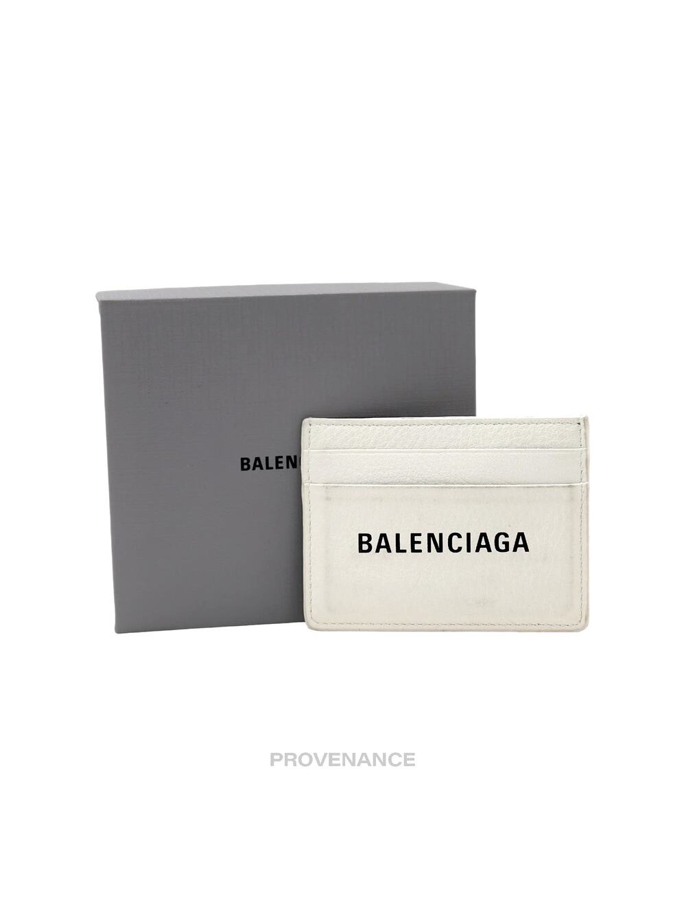 🔴 Balenciaga Logo Card Holder Wallet - White